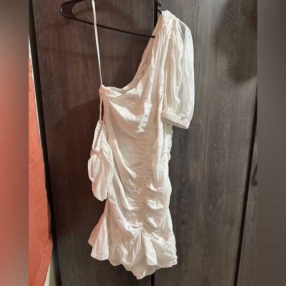 Isabel Marant Etoile Lecia Dress White One-Shoulder Puff-Sleeve Mini Dress - Picture 3 of 10